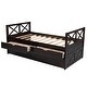preview thumbnail 32 of 37, Twin Size Wooden Daybed with 2 Drawers and Trundle for Kids Teens