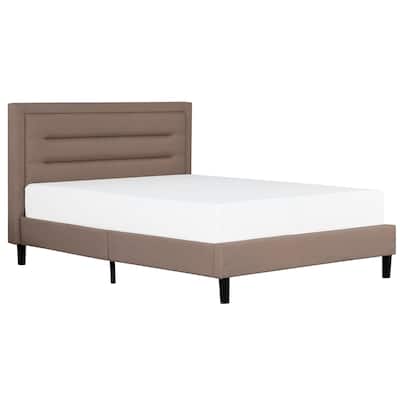 Queen Size Upholstered Contemporary Platform Bed with Tufted Headboard