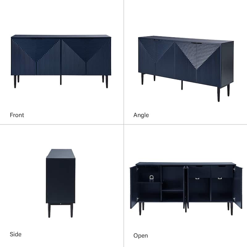 Burkart Modern 63"Wide 4-Door Sideboard with Wine Rack and Metal Leg by HULALA HOME