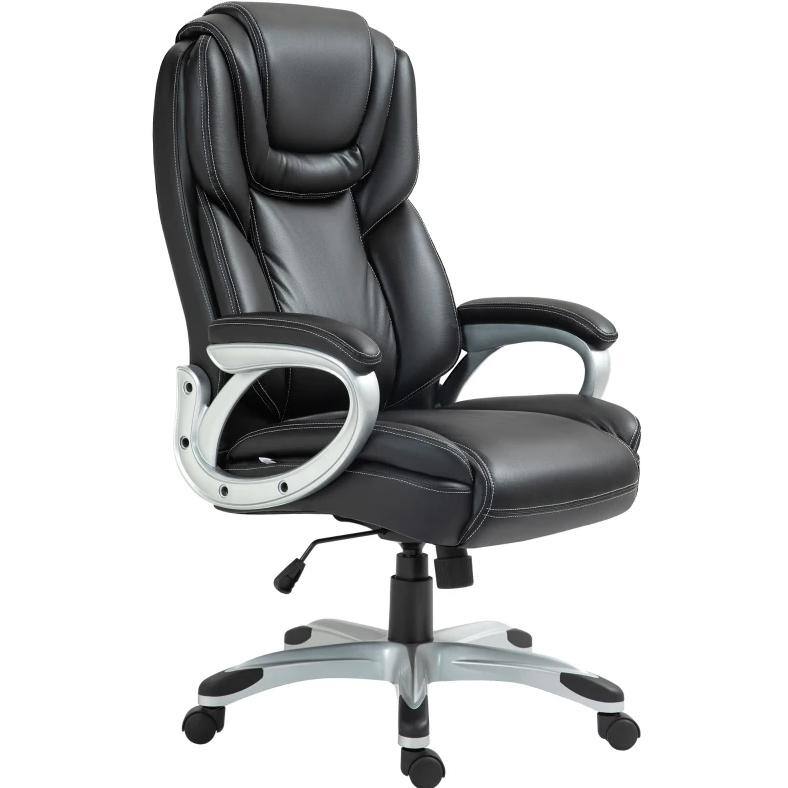Black Office Chair - Ergonomic, Padded Arms & Swivel for Modern Workspace