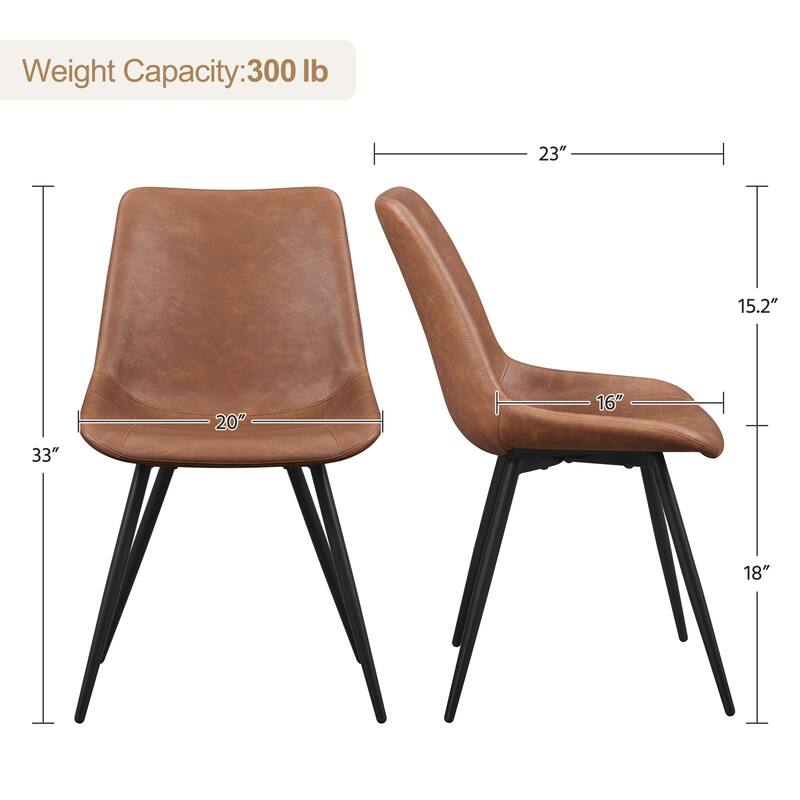 Yaheetech 2PCS Faux Leather Dining Chairs with Metal Legs for Kitchen Dining Room