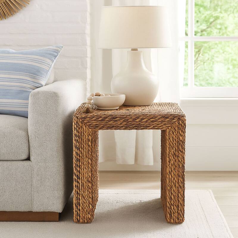 Serena Natural Braided Seagrass Waterfall Side Table by East at Main