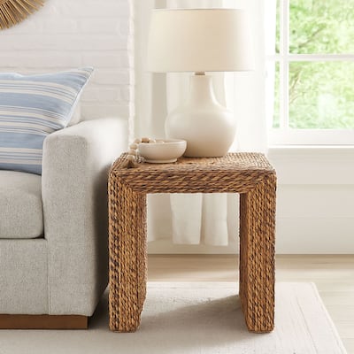 Serena Natural Braided Seagrass Waterfall Side Table by East at Main