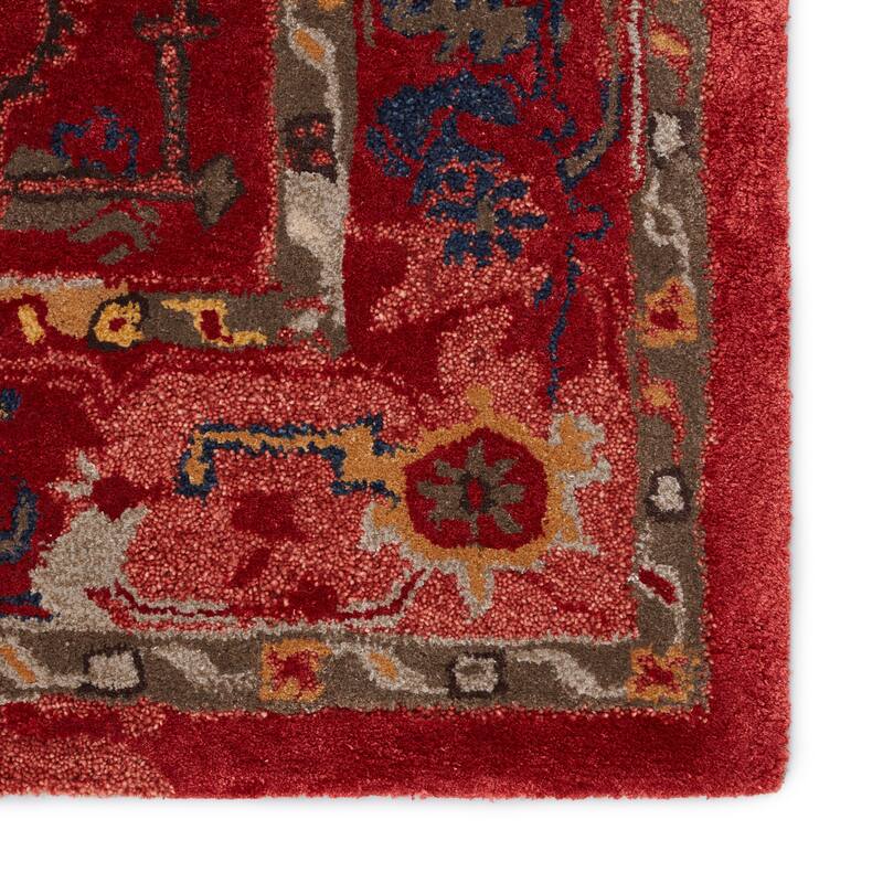 Cysha Handmade Medallion Red/ Aqua Area Rug