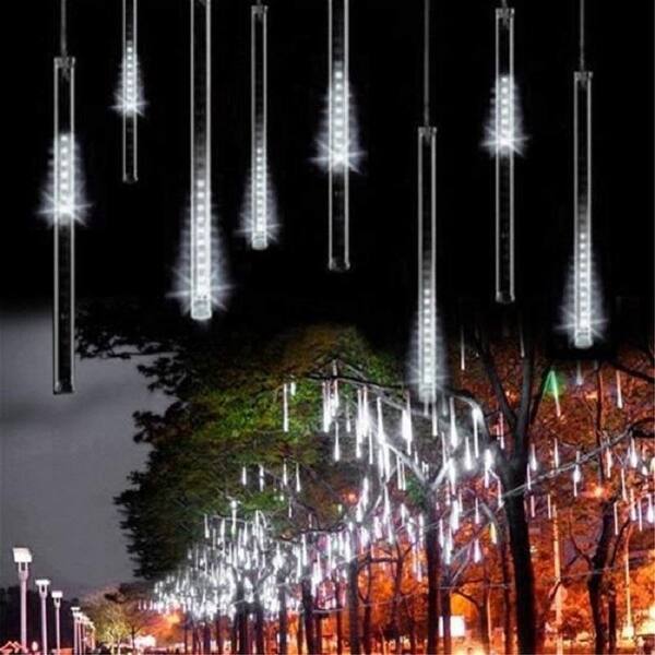 Shop Falling Rain Icicle String Drop Lights 144 Led Meteor Shower Lights Outdoor Lights Overstock 28177368