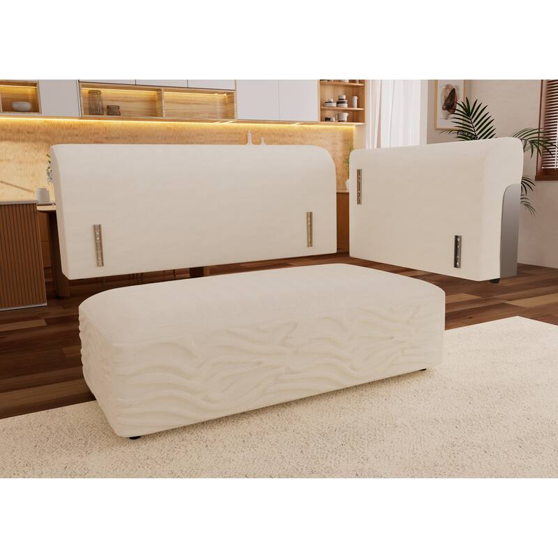 127.4″ Fabric 4-Seater Cloud Sofa with Deep Seats & Pillows