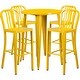 preview thumbnail 25 of 31, 30'' Round Metal Indoor-Outdoor Bar Table Set with 4 Vertical Slat Back Stools - 30"W x 30"D x 41"H
