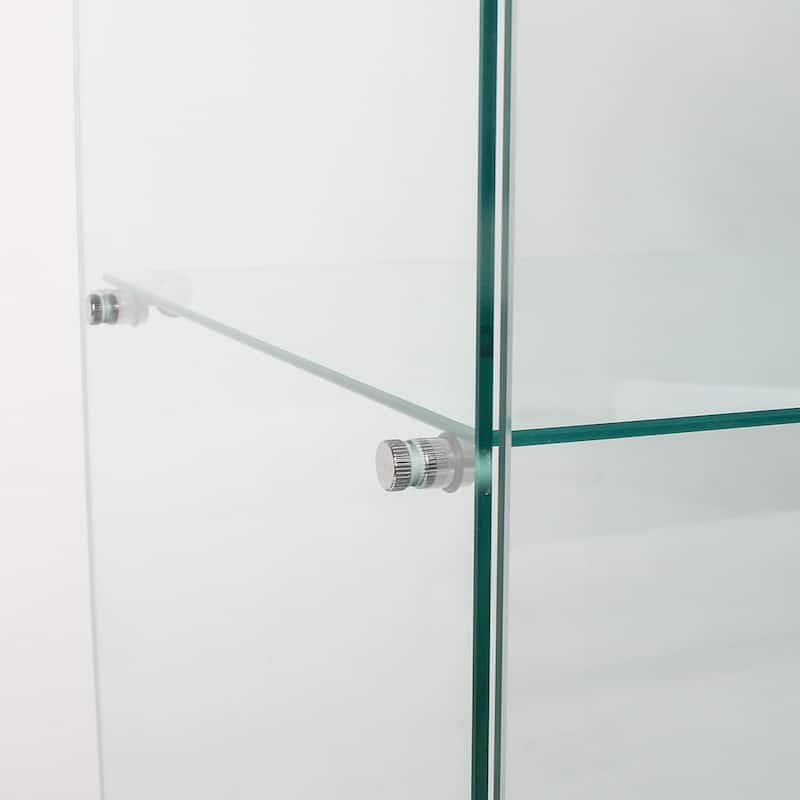 Glass Display Cabinet with Doors & Locks, Acrylic Shelves, Floor Standing Storage Showcase for Home or Office