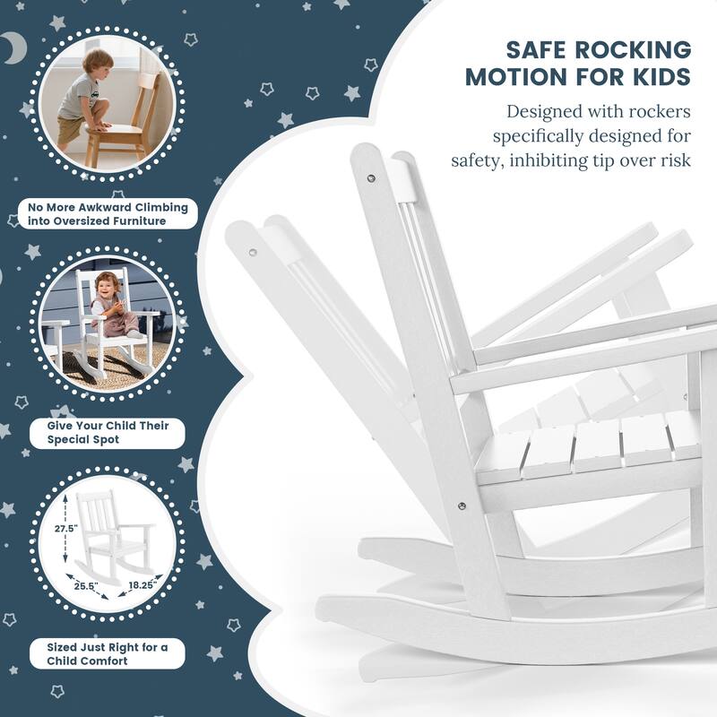 Laguna Kids Outdoor Poly Rocking Chair with Side Table 3-Piece Set