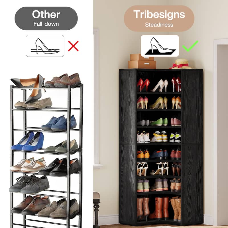 9-Tier Corner Shoe Rack for 40-45 Pairs of Shoes, Freestanding Shoe Cabinet