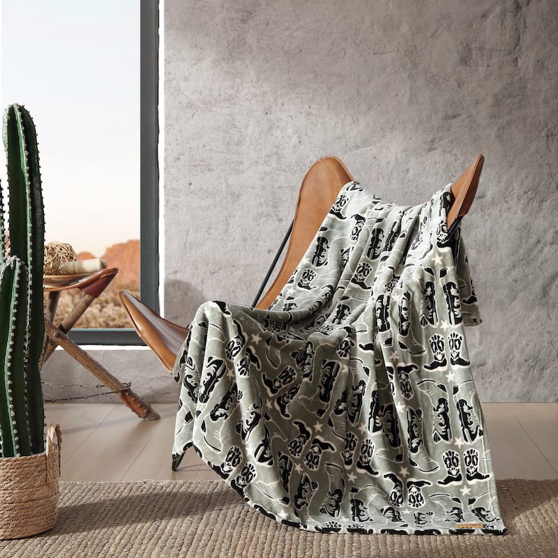 Wrangler Printed Ultra Soft Plush Fleece Throw Blanket