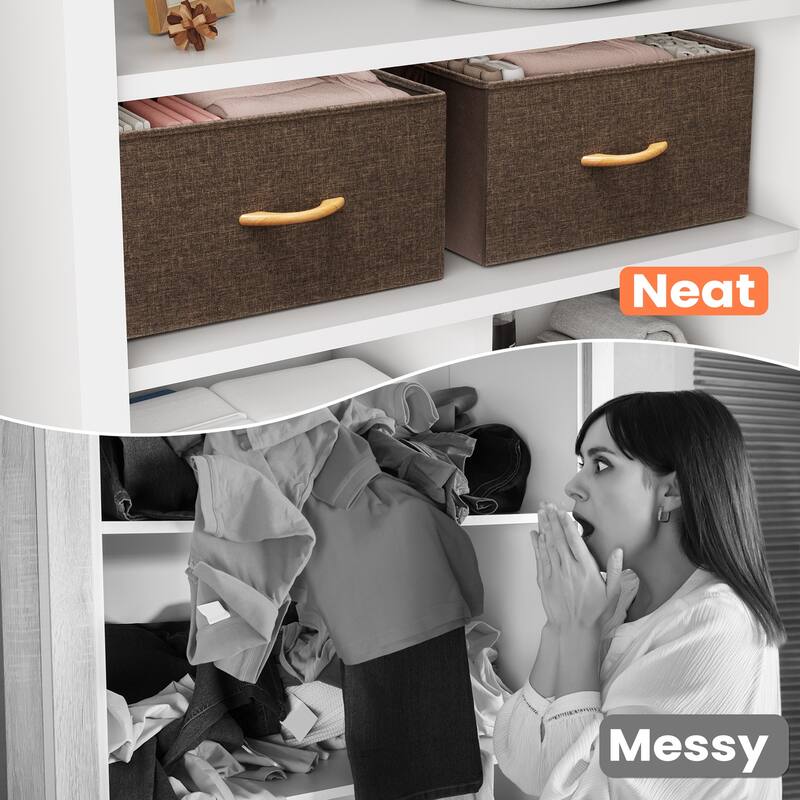Foldable Drawer Fabric Storage Cubes Organizer Set Drawers of Closet Dresser Chest - Set of 2