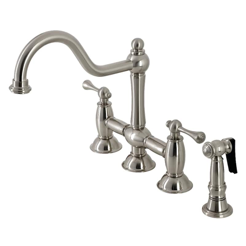 Kingston Brass Restoration 1.8 GPM Bridge Kitchen Faucet - Includes - Brushed Nickel