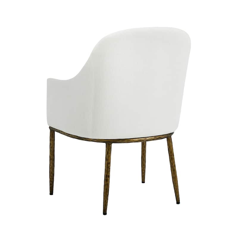 Christopher Knight Home - Ameson Artisan Upholstered Dining Chairs Set with Amrest, Hammered Metal Legs & Padded Seat