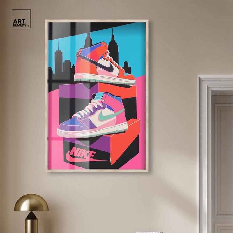 City Pop Sneakers Shadowbox by Art Remedy