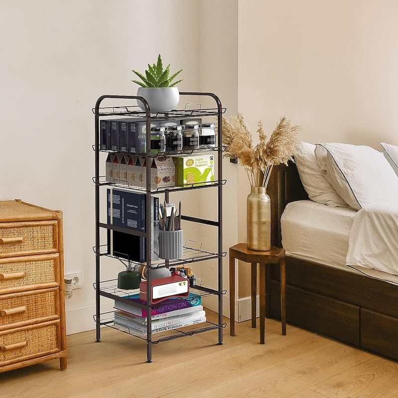Water Bottle Organizer Vertical Free Standing Storage - Brown - 7 Tier