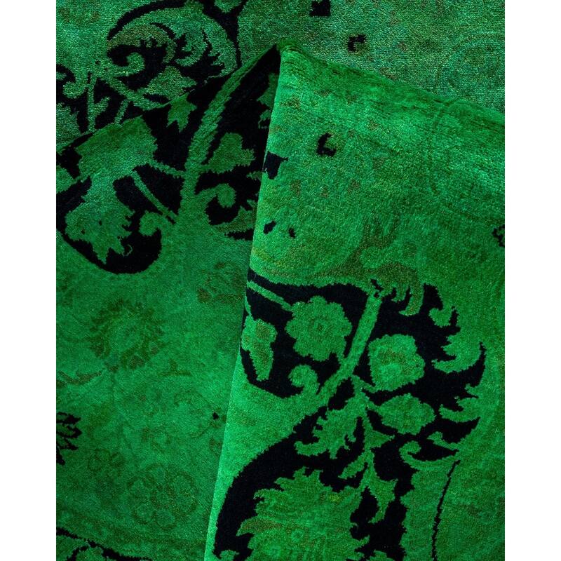 Contemporary Overdyed Wool Hand Knotted Round Area Rug - 8' 1" x 8' 1"