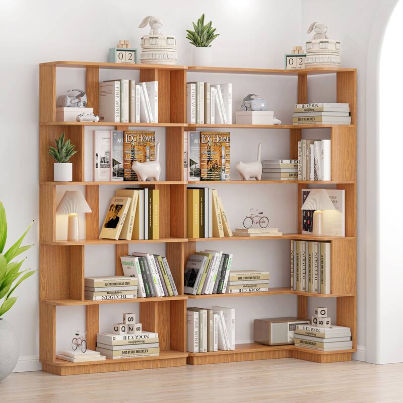 31.5"L X 64.56"H Free Combination Bookshelf Modern 5-Tier Open Storage Bookcase Mdf Wood Display Shelving,Media Storage Shelves
