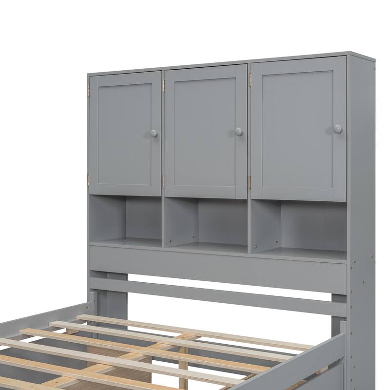 Harper&Bright Designs Platform Bed with Storage Headboard and 4 Drawers