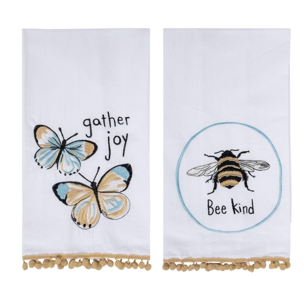 Transpac Cotton Watercolor Fauna Tea Towel Set of 2 Spring Home Decorations