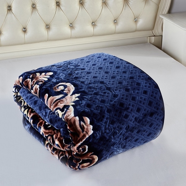 Heavy Crafted Thick Floral 9 pound Winter Fleece Blanket 85