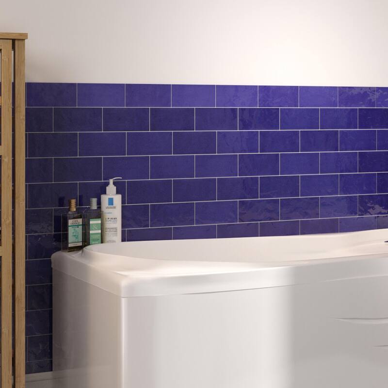 Merola Tile Viva Azul 3" x 6" Ceramic Wall Trim - (1 Tile)