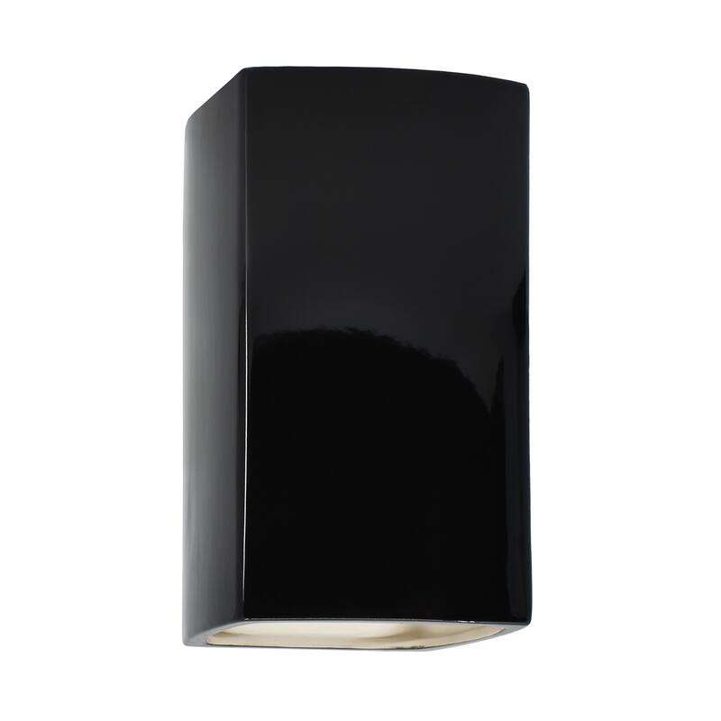 Justice Design Ambiance - Small Rectangle Wall Sconce - Open Top & Bottom - Replaceable Bulb - Gloss Black