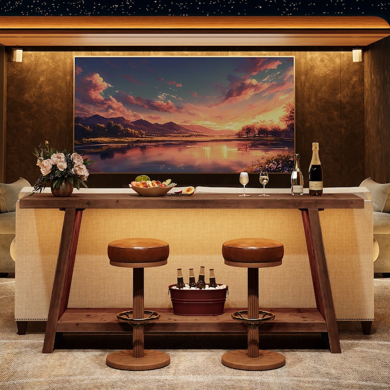 Solid Wood Entryway Console Table with 2-tier Storage