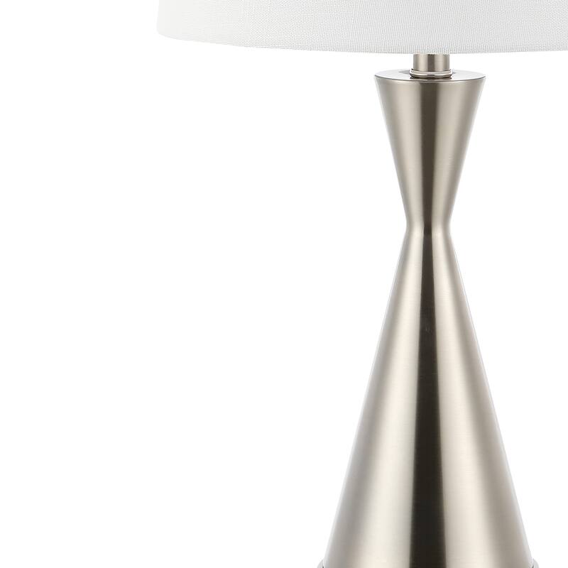 Roman 26" Classic French Country Iron LED Table Lamp with USB Charging Port, Nickel (Set of 2) by JONATHAN Y
