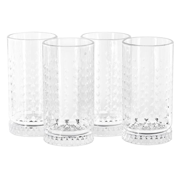 4 Piece 16 Ounce Teardrop Embossed Glass Tumbler Set - Bed Bath & Beyond -  40282173
