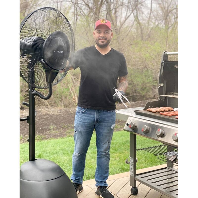 NewAir 26” Pedestal Misting Fan with 8700 CFM of Power and Adjustable Mist Settings