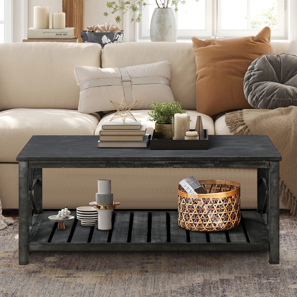 Wooden Coffee Table With Extra Large Space
