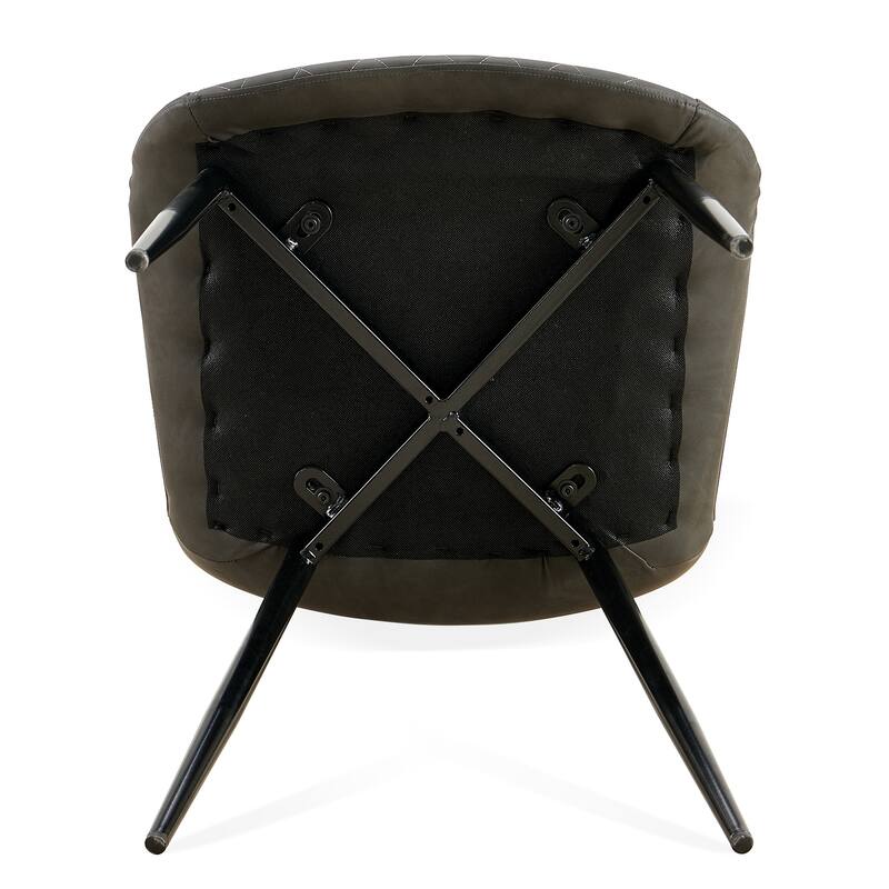 Dark Grey Leathaire Dining Chairs Set of 2,Mid-Century Modern Leathaire Chairs Kitchen Living Room Armless Side Chair wi