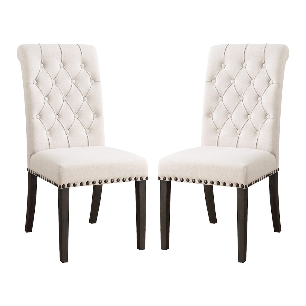 Set Of 2 Dining Chairs in Beige and Black Finish