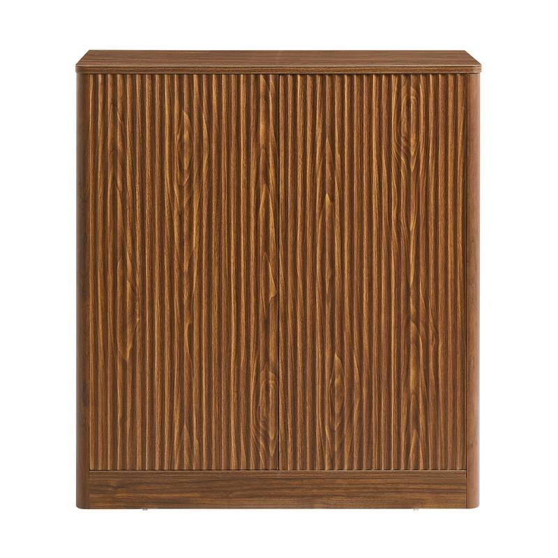 Fluted 31.5" Sideboard with Curved Design 2-Door Storage Cabinet for Stylish Organization