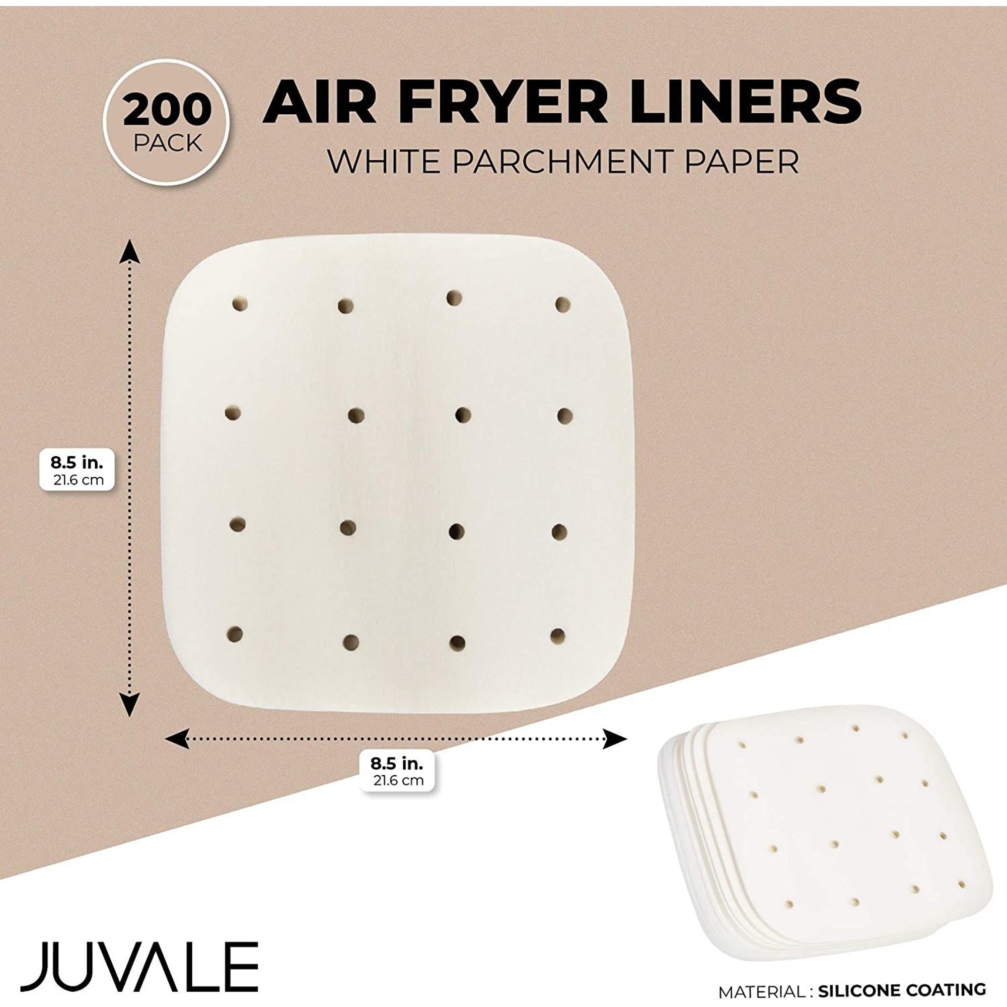 200 Pack Air Fryer Sheet Liners, White Parchment Paper Squares (8.5 x 8.5  In) - On Sale - Bed Bath & Beyond - 36368335