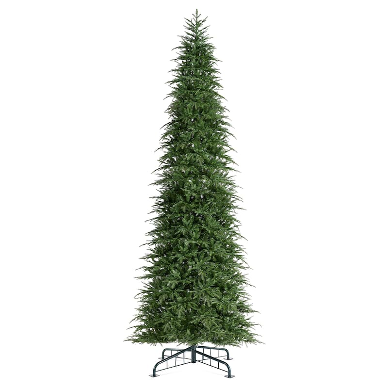 Glitzhome 15FT Pre-Lit Slim Fir or Spruce Artificial Christmas Tree with 1500/1400 Warm White LED Lights