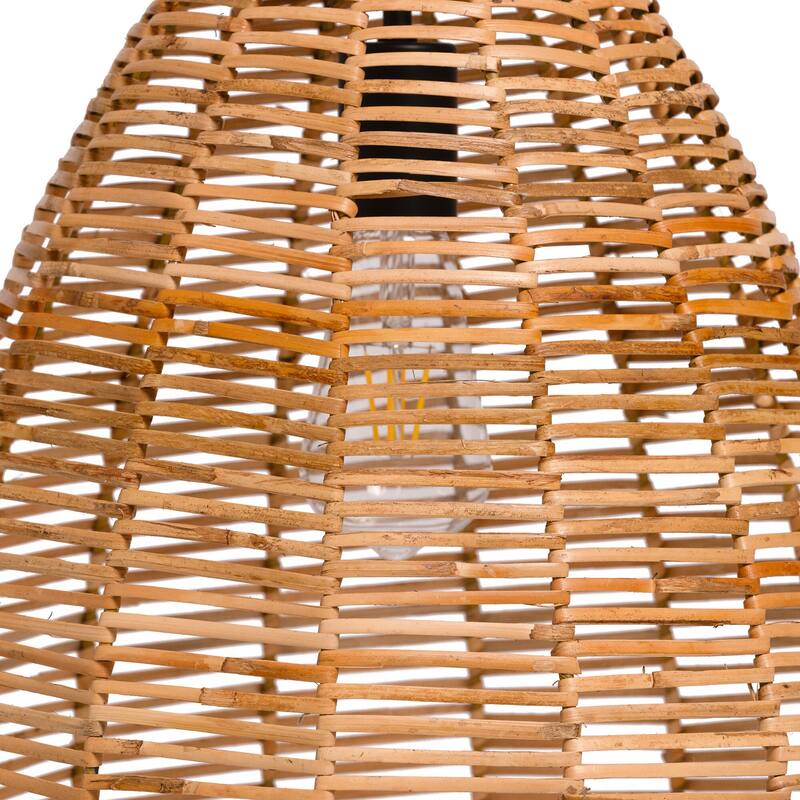 Ravy Farmhouse Large 1-Light Rattan Pendant Natural Cone Island Lights for Dining Room - D 14.17" x H 77.5" MAX