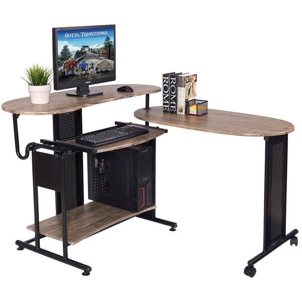 Shop Costway L Shaped Computer Desk Expandable Pc Laptop Table