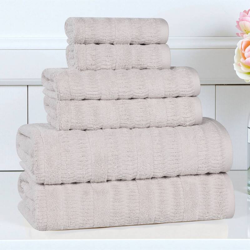 Superior Mika Smart Twist Viscose Cotton Blend 6 Piece Towel Set - Silver