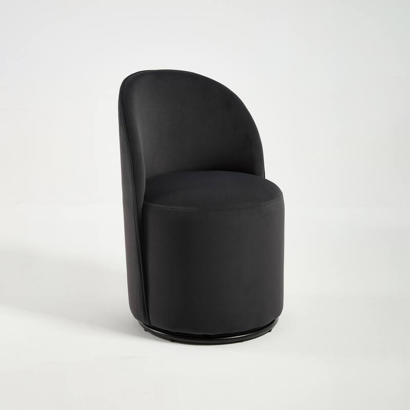 Upholstered Kitchen & Dining Room Barrel Chair, 360 Degree Swivel Comfy Armless Accent Makeup Vanity Side Chair