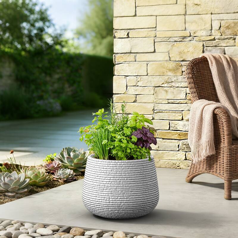 Upgraded Interior Concrete Round Planter with Draiange Holes