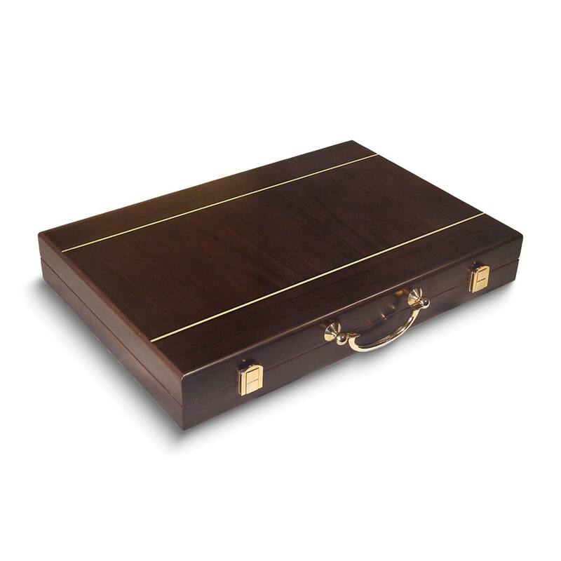 Curata Backgammon Set in Wood Inlaid Case - 17.75x12x2.5"
