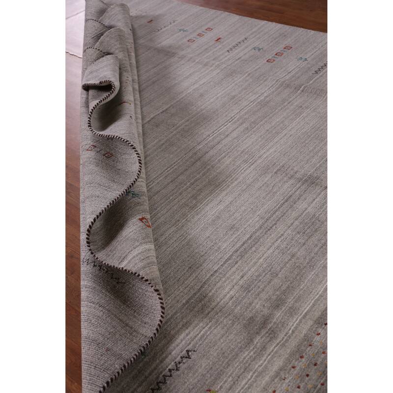 Hand Knotted Oriental 100% Wool Carpet Tribal Animal Pictorial Greys & Charcoal Gabbeh Area Rug - 9' 10'' X 7' 10''