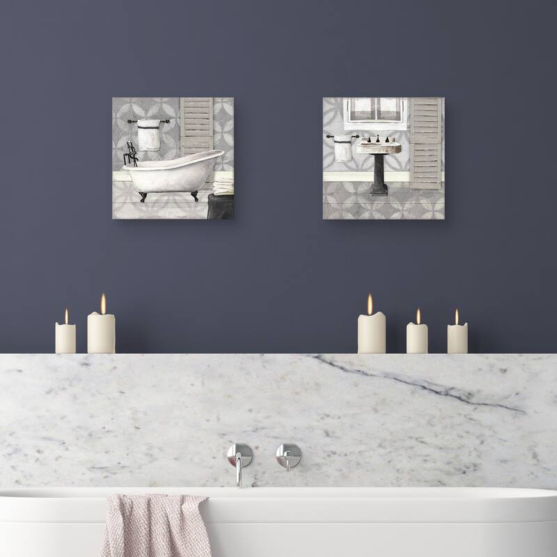 Grey Bath by Carol Robinson Canvas S/2 by Carol Robinson Canvas Art Prints