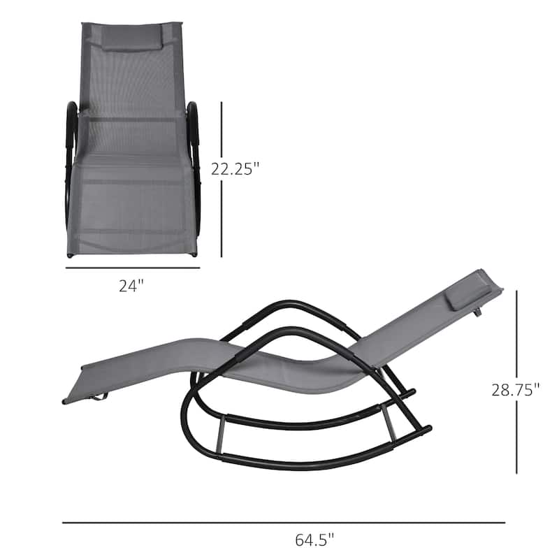 Outsunny Garden Rocking Sun Lounger Outdoor Zero-gravity Reclining Rocker Lounge Chair for Patio, Deck, Poolside Sunbathing