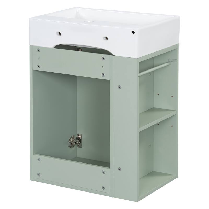 GDFStudio - Lucas Bennett Modern Compact Bathroom Vanity with Decorative Door and Smart Side Storage