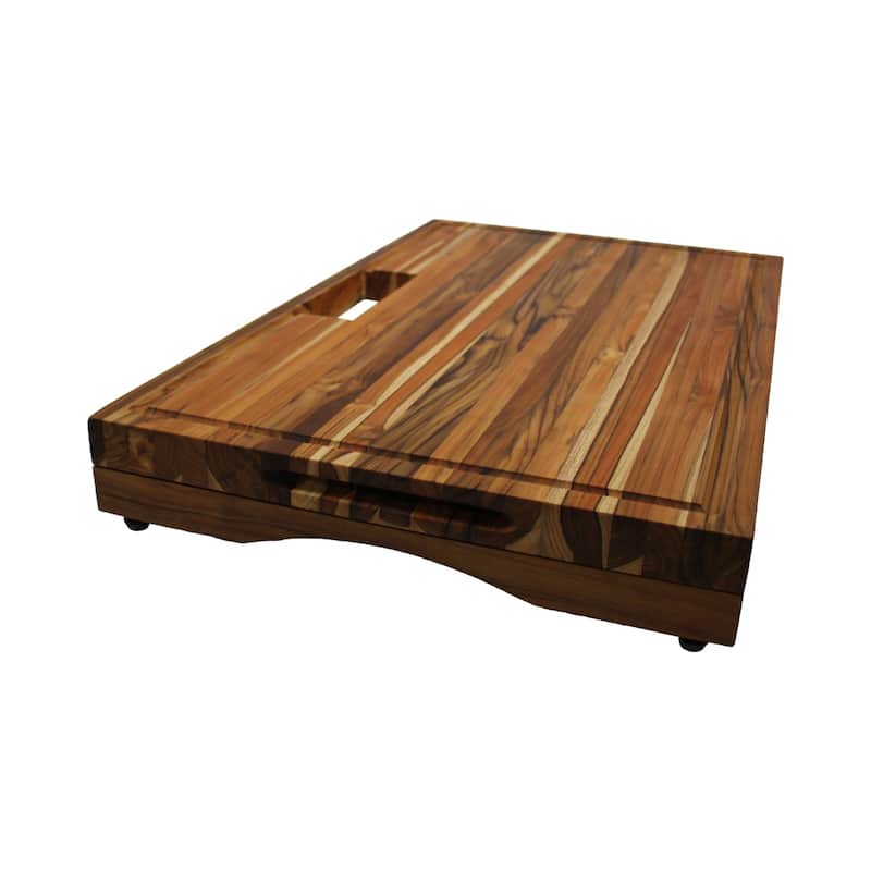 EcoDecors, Teak Edge Grain Cutting Board 29-inches x 18-inches, Solid FSC Teakwood Butcher Block with Juice Groove