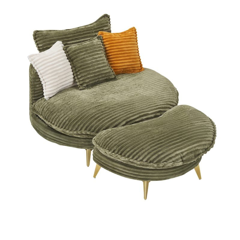 Comfortable Upholstered Armless Chair with Ottoman