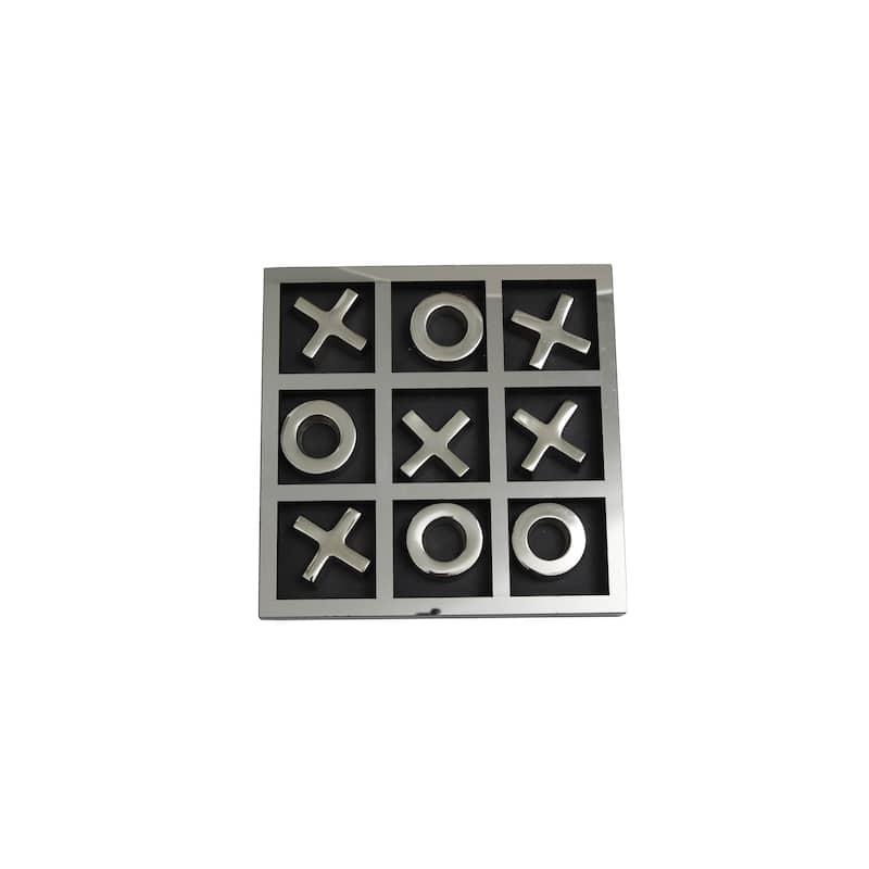 Aluminum Metal Tic Tac Toe Game Set with Black or Gold Frame - Silver or Gold - Roche River Decor